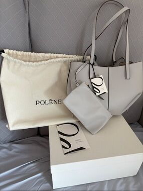 Polene Cyme Leather Tote with Pouch